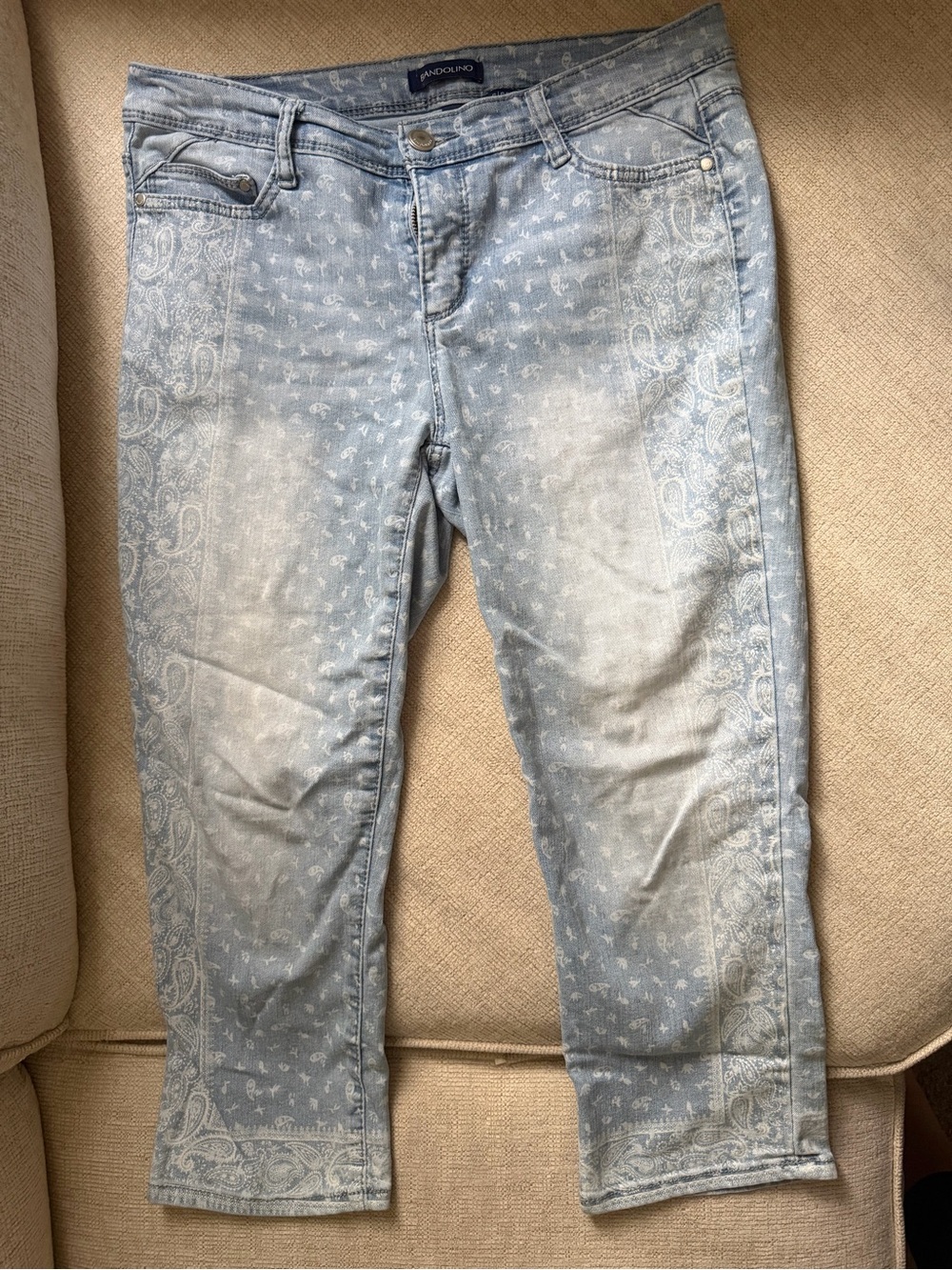 Bandolino Light Blue Paisley Cropped Jeans